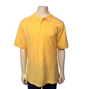 Croft & Barrow Signature Polo Mens Large Yellow Short Sleeve 100% Cotton Pique